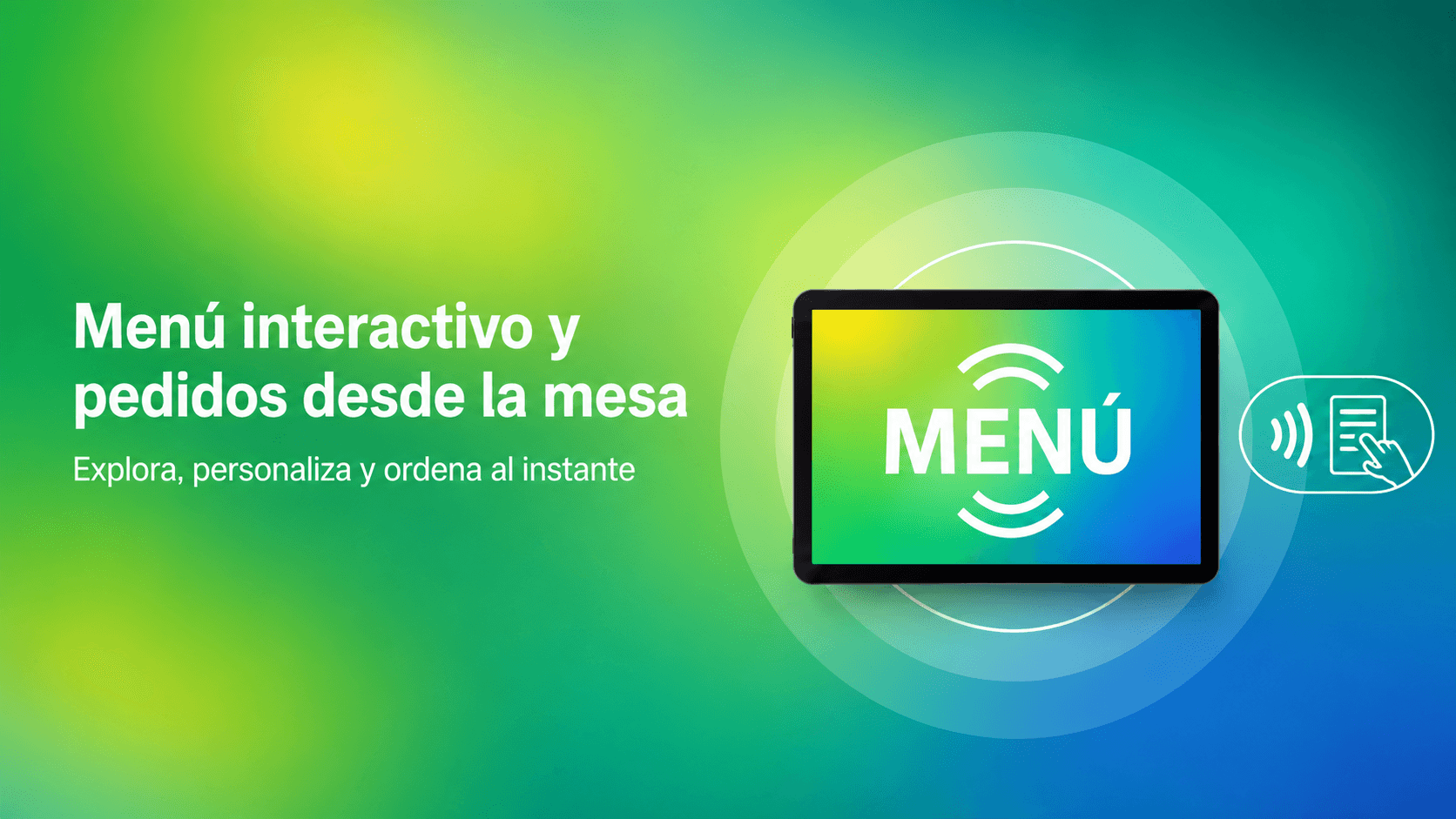 Kit completo de tablets en mesa con menú interactivo y instalación incluida