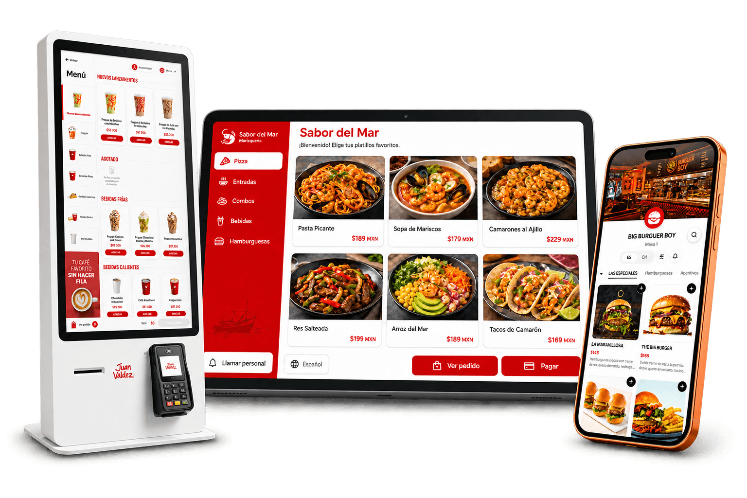 Menú digital de Jiro en kiosco, tablet y celular