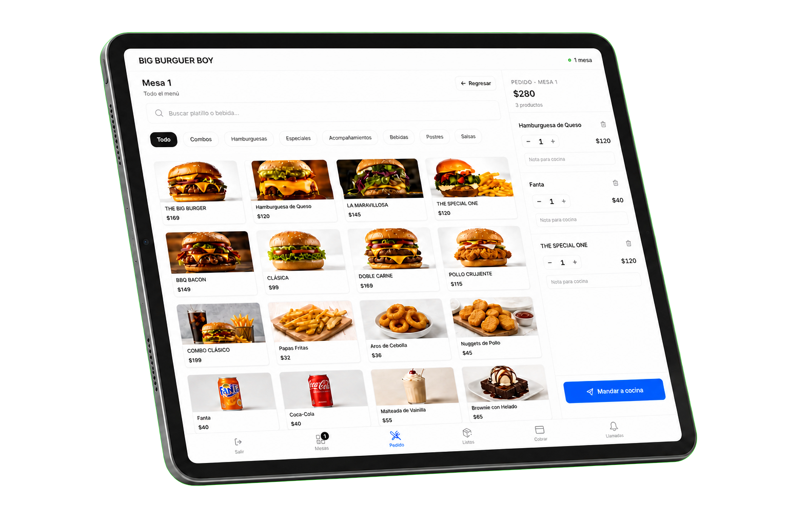 App para meseros y punto de venta JIRO en una tablet